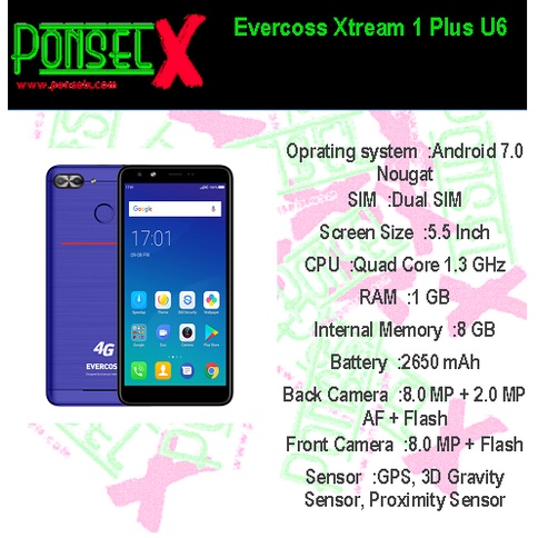 Evercoss Xtream 1 Plus U6 Garansi Resmi