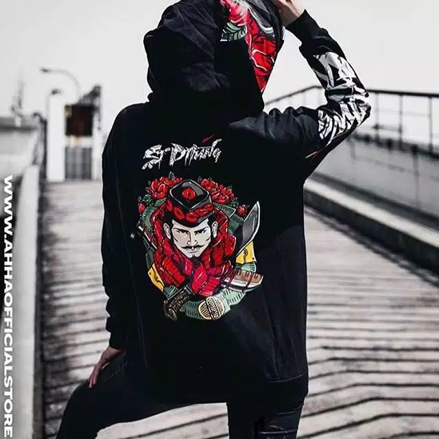 JAKET HOODIE AHHA SI PITUNG HITAM PREMIUM KUALITAS DISTRO UNISEX BAHAN TEBAL