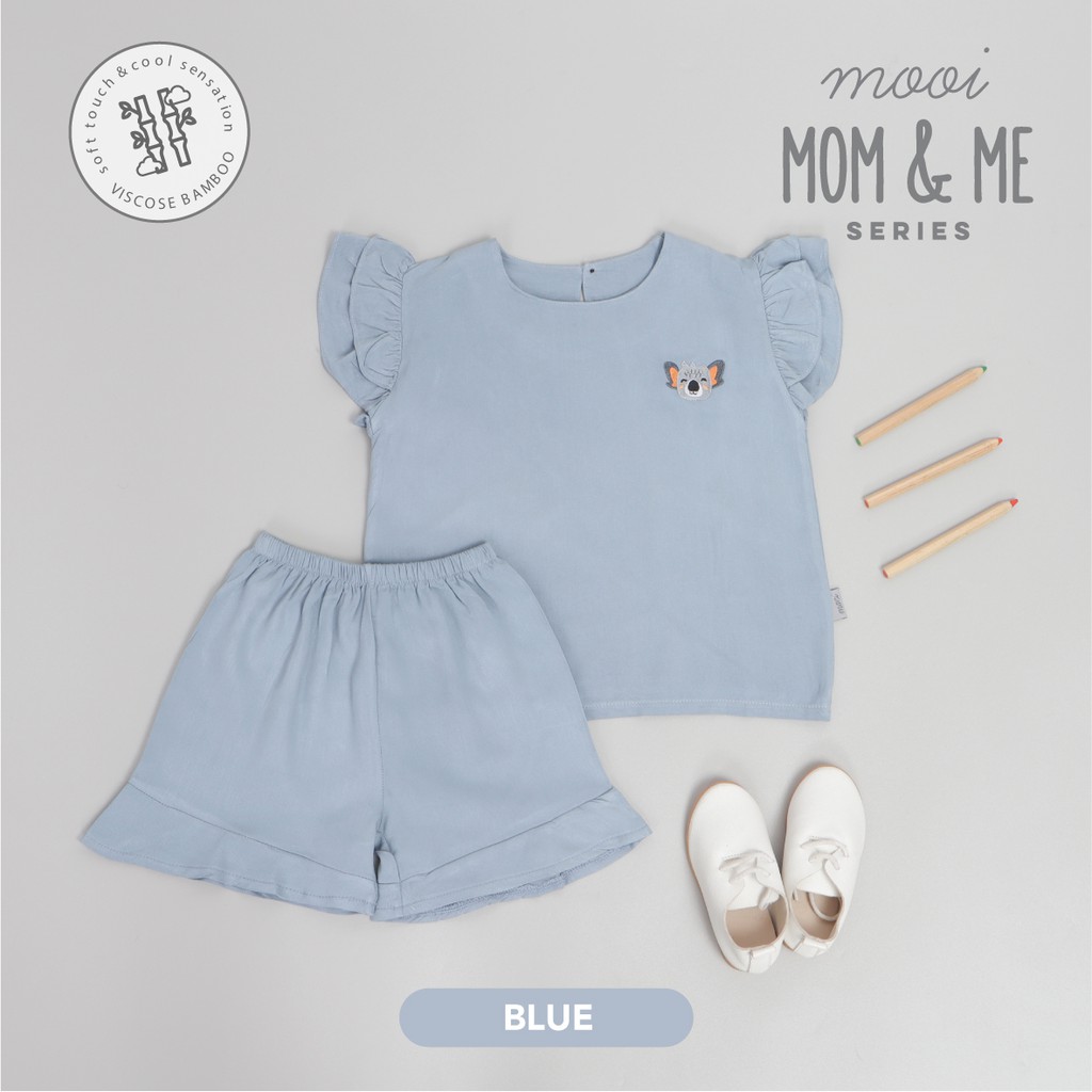 Mooi Setelan Anak Perempuan Kika Ruffle Set-BLUE