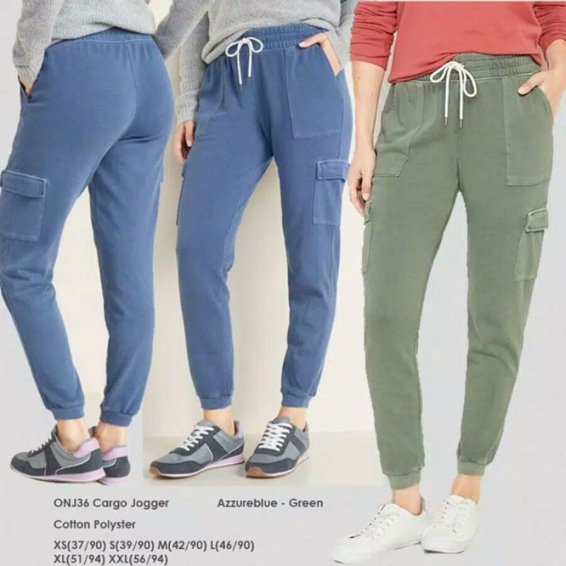 Jogger Cargo French Terry Oldnavy Unisex Celana panjang Branded Wanita