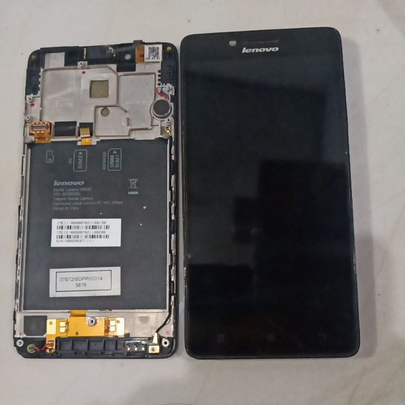 lcd lenovo a6000 bekas plus frame