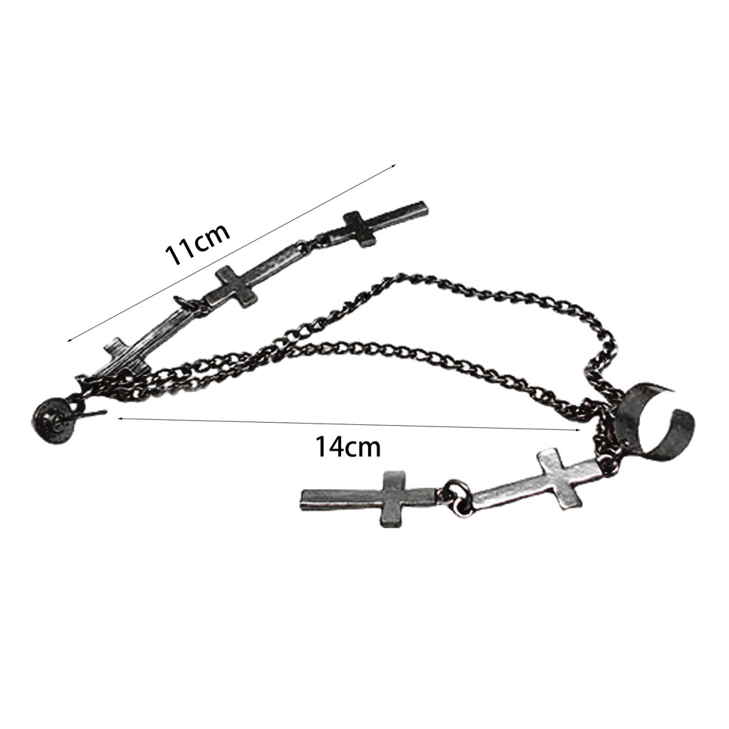 Hu Hu Hu Hu Hu Alat Bantu Pasang Kacamata♡ 1pc Anting Ear Cuff Model Salib Menjuntai Bahan Alloy Gaya Punk Untuk Wanita