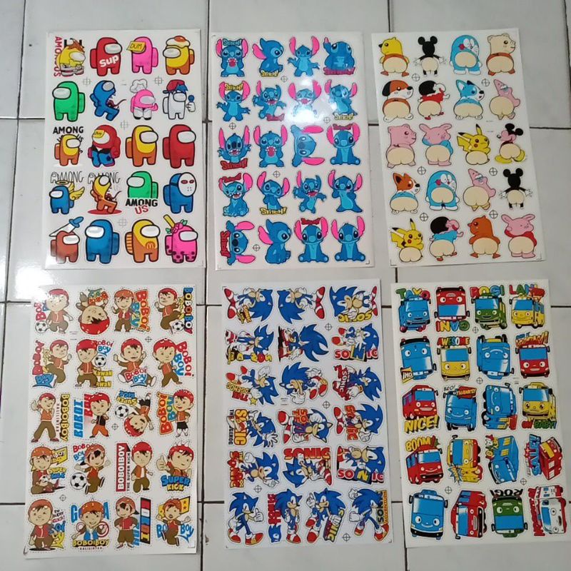 

STICKER KARTUN SONIC , BOBOY BOY , TAYO ,