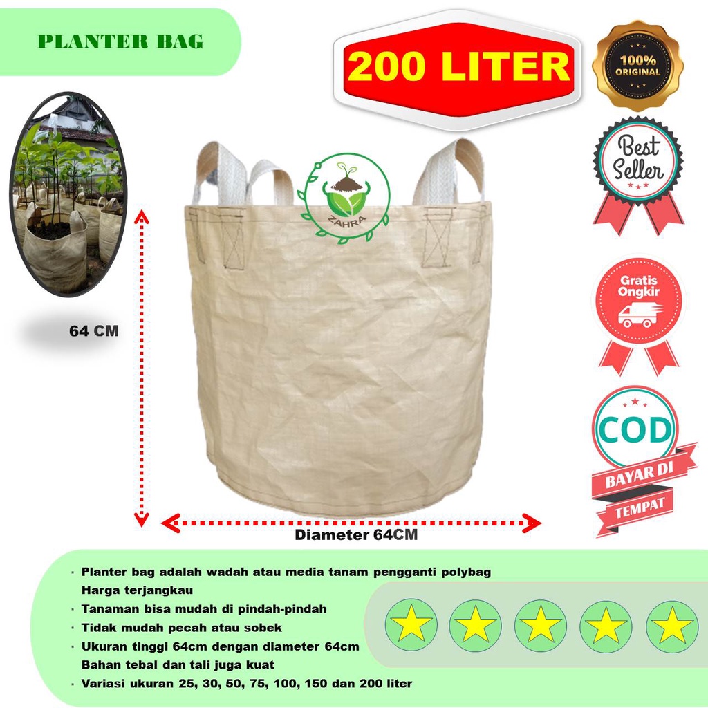 PLANTER BAG 200 liter (diameter 64cm, tinggi 64cm)