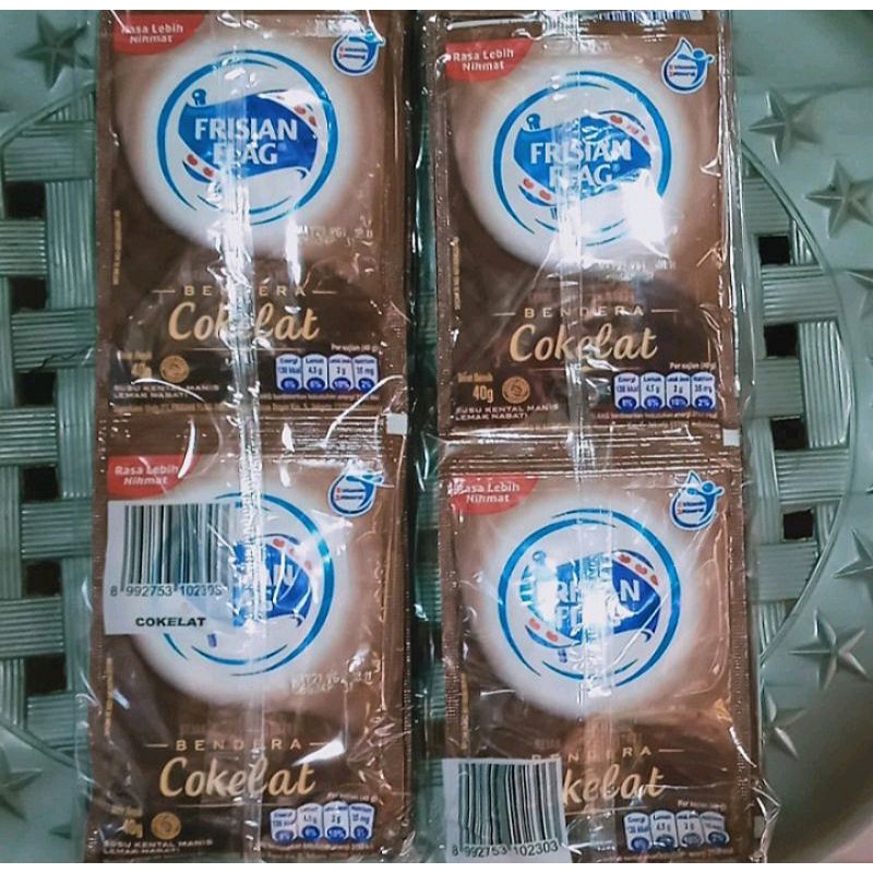 

Susu Bendera Kental Manis Frisian Flag Rasa Coklat Eceran Sachet 40 gr