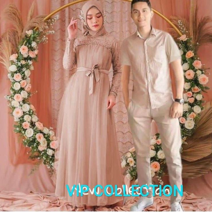 Hot Sell.. AC - Couple Mikayla/Dress Muslim/Baju Pasangan Muslim/Gamis Muslimah Terbaru/Gaun Pesta M