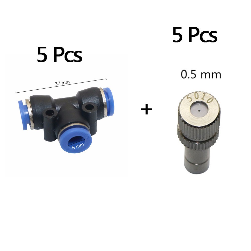 Straight Quick Connector Pneumatic Joint Garden Mist Cooling System Hose Connector 5 Pcs Air Push Quick Coupling Color : Tee Joint Air Push Quick Fittings 10mm Slip-Lock Tee Elbow 