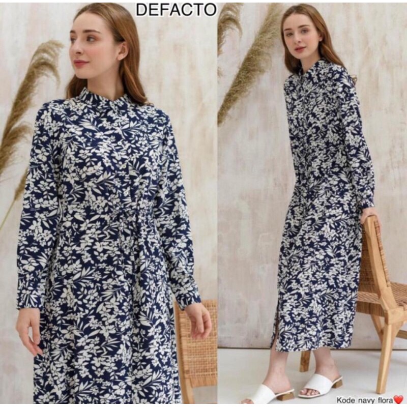 (N267)Defacto button down shirt maxi dress