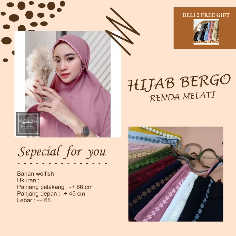 Hijab Bergo Renda Melati