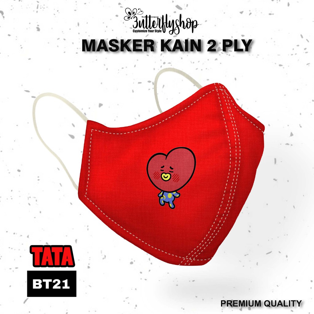 [MASKER ] BT 21 Masker kain 2 ply premium quality chimmy tata digital printing full color fashionabl