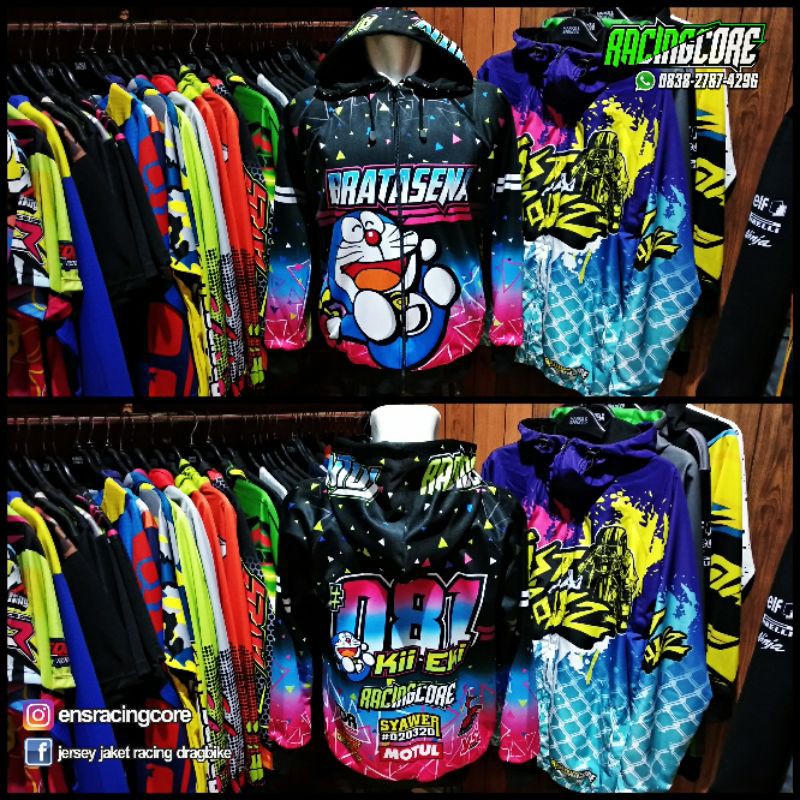 jaket hoodie racing doraemon custom nama