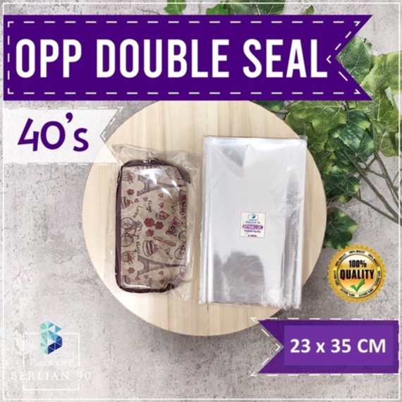 Plastik OPP Double Seal 23 x 35 cm Tebal 40 Micron / Plastik Bening Kemasan Bungkus Baju Anak Dewasa