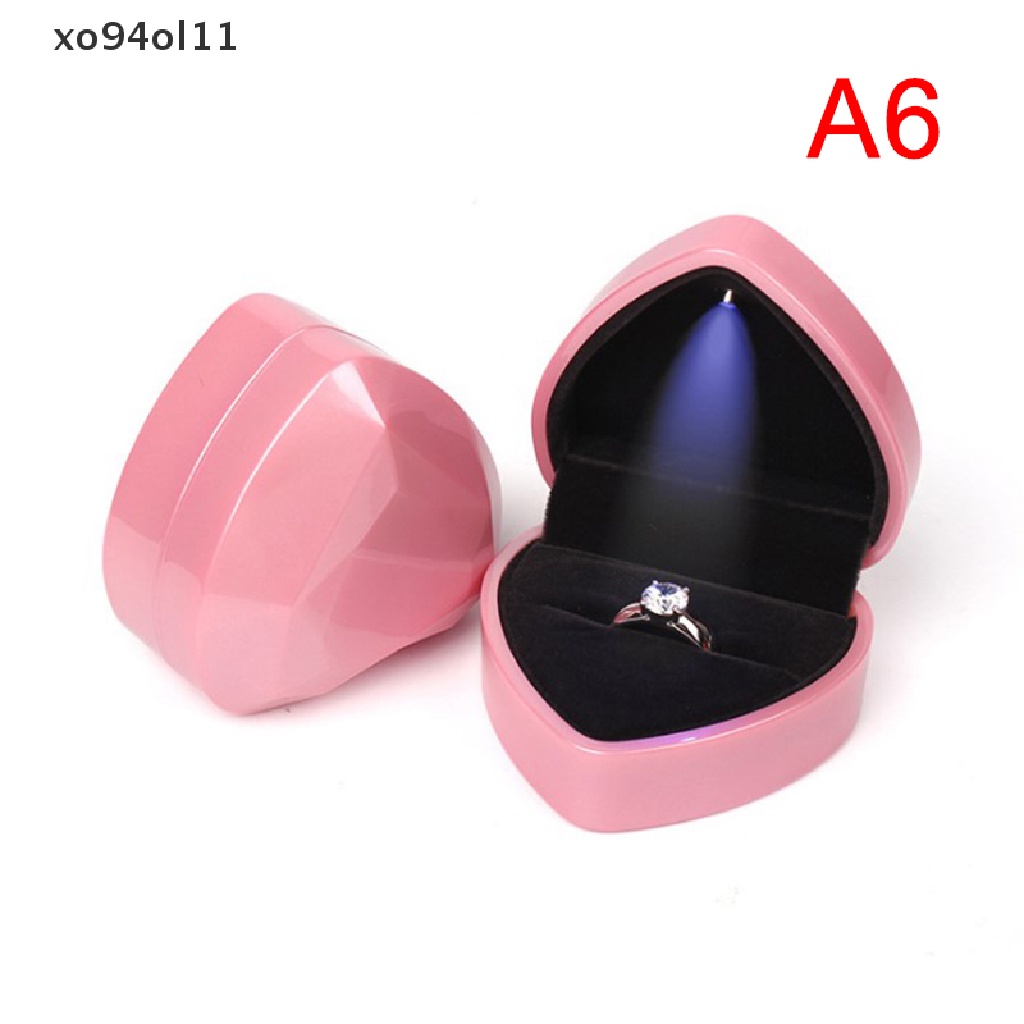 (hotsale) 1 Pc Kotak Cincin Tunangan / Pernikahan Bentuk Hati Dengan Lampu LED