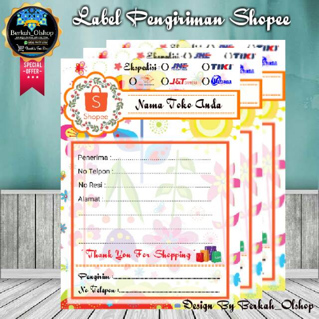 

Stiker Label Pengiriman Shopee 50 Lembar - Uk. 7x10cm Custom Nama Toko