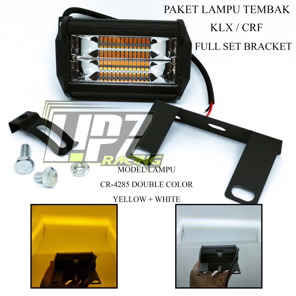 LAMPU SOROT TEMBAK CRF / KLX MODEL LAMPU CR-4285 DOUBLE COLOR YELLOW + WHITE 12DCV/30WATT