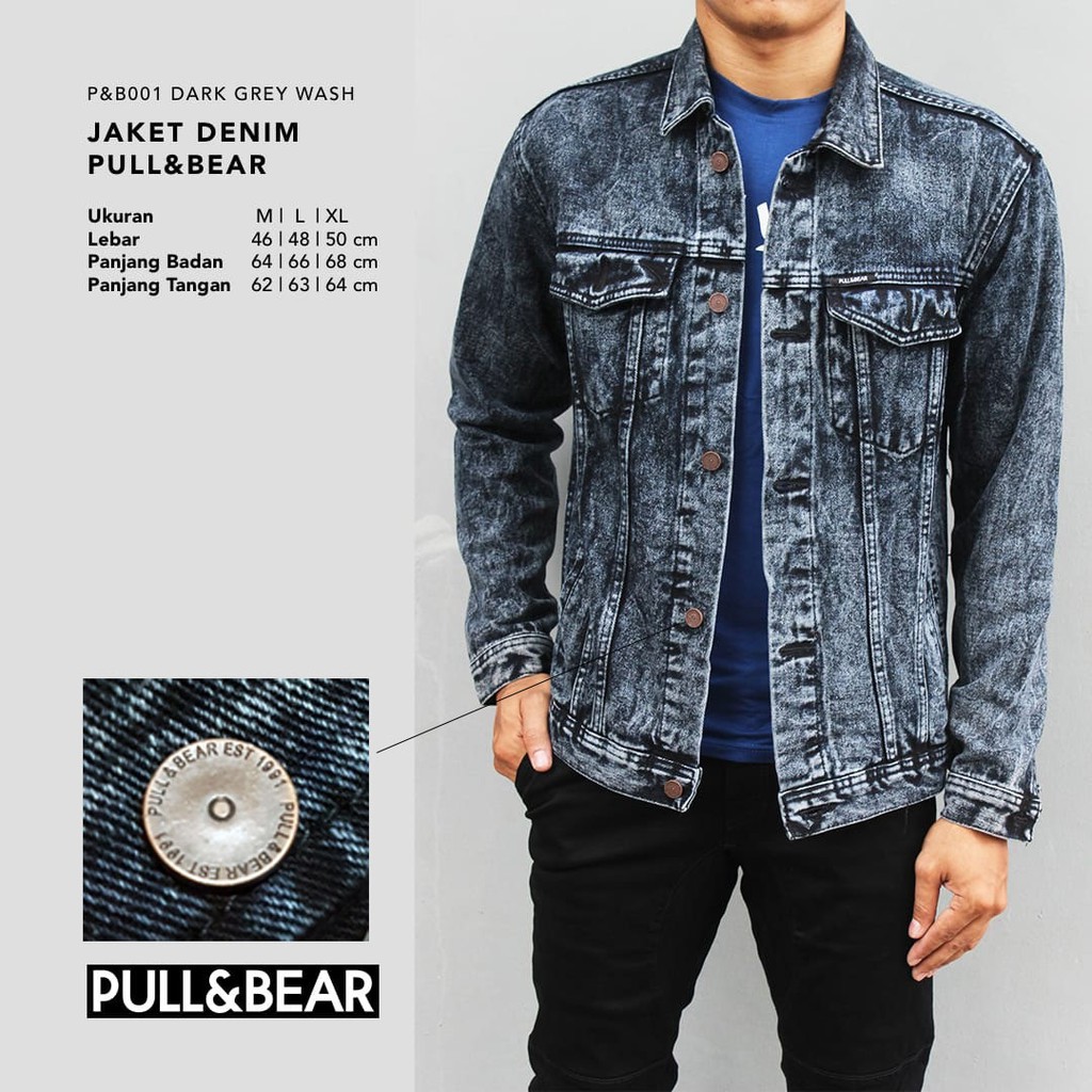 Jacket denim PULL&BEAR dark grey & black vintage