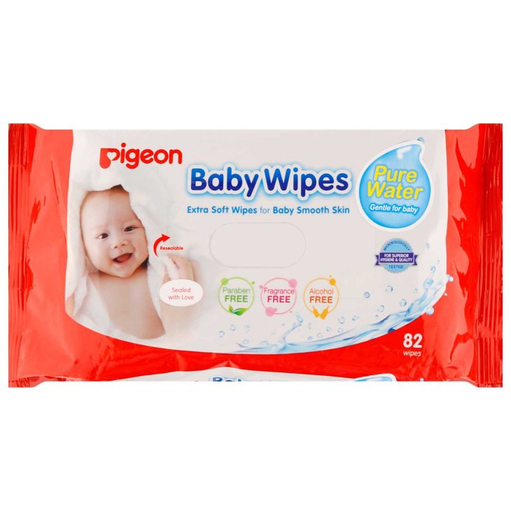 Pigeon Baby Wipes Pure Water 82 Sheets Refill - Tissue Basah Bayi