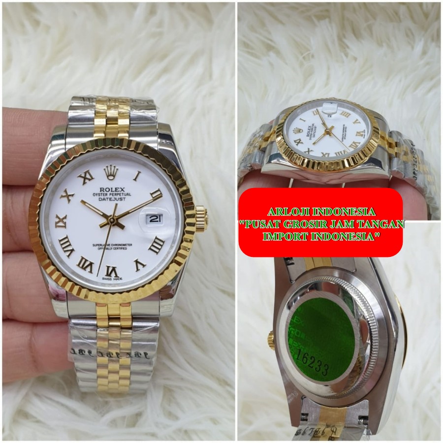 New Jam Rolex Oyster Perpetual Datejust Fluted Romawi Garansi 1th