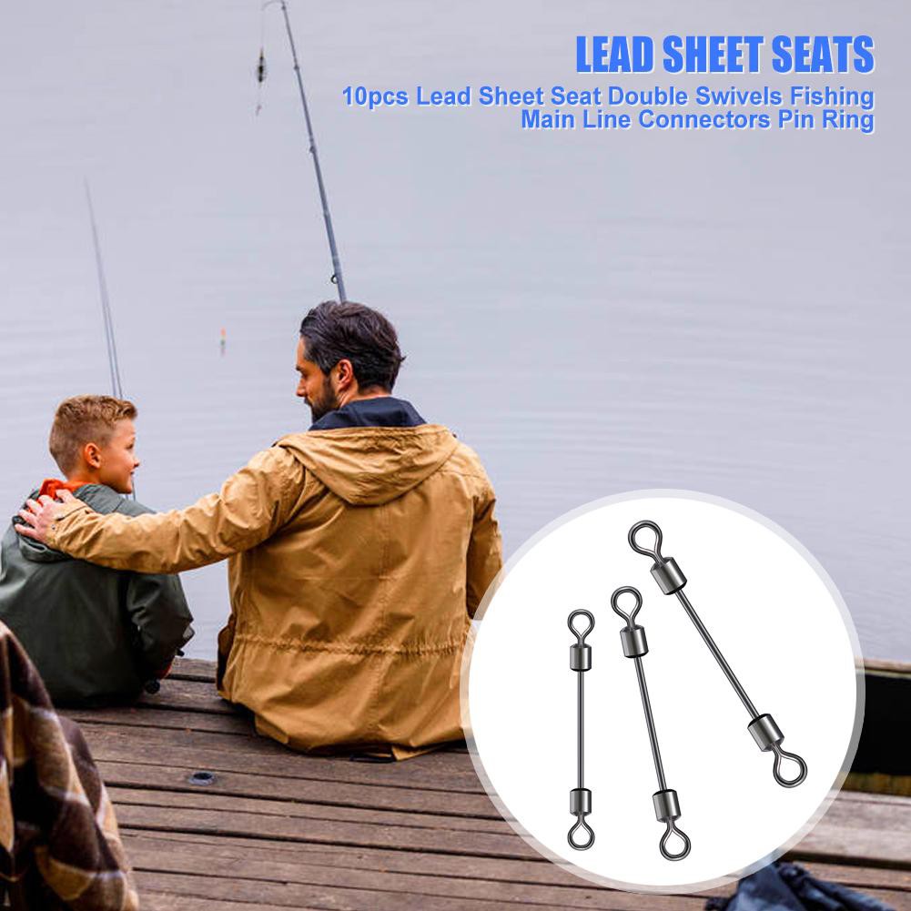 MOJITO 10pcs Lead Sheet Seat Double Swivels Fishing Main Line Connectors Pin Ring