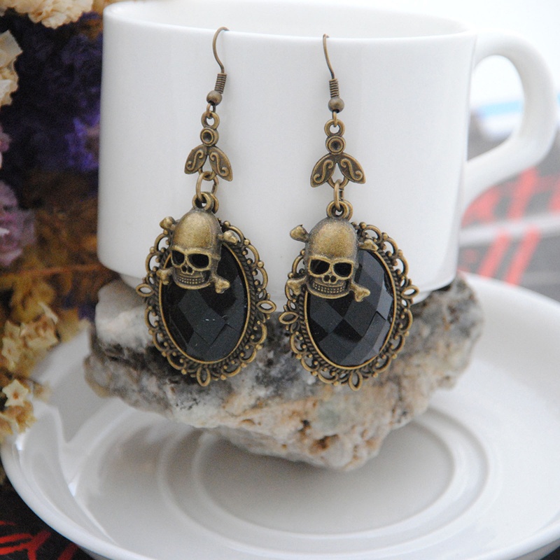 Anting Drop Kristal Berlian Imitasi Gaya Gothic Untuk Wanita