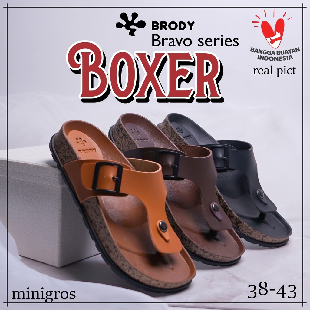 Brody BOXER Sandal pria casual sendal jepit gesper sandal kulit sol puyuh kekinian model birken