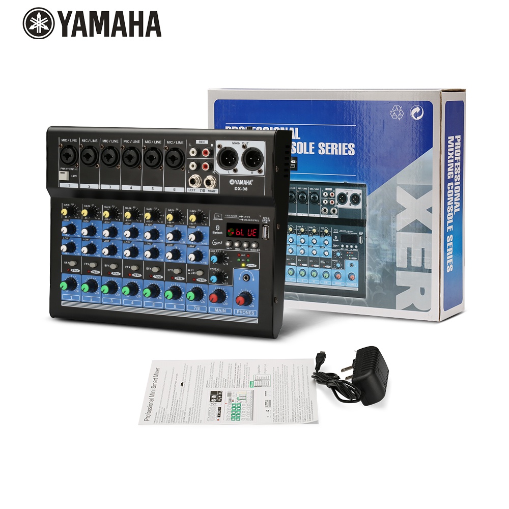 AUDIO MIXER  DX08/DX06/DX04 SBLUETOOTH,USB,RECORD,SOUNDCARD,REVERB Mixer audio saluran 8/6/4