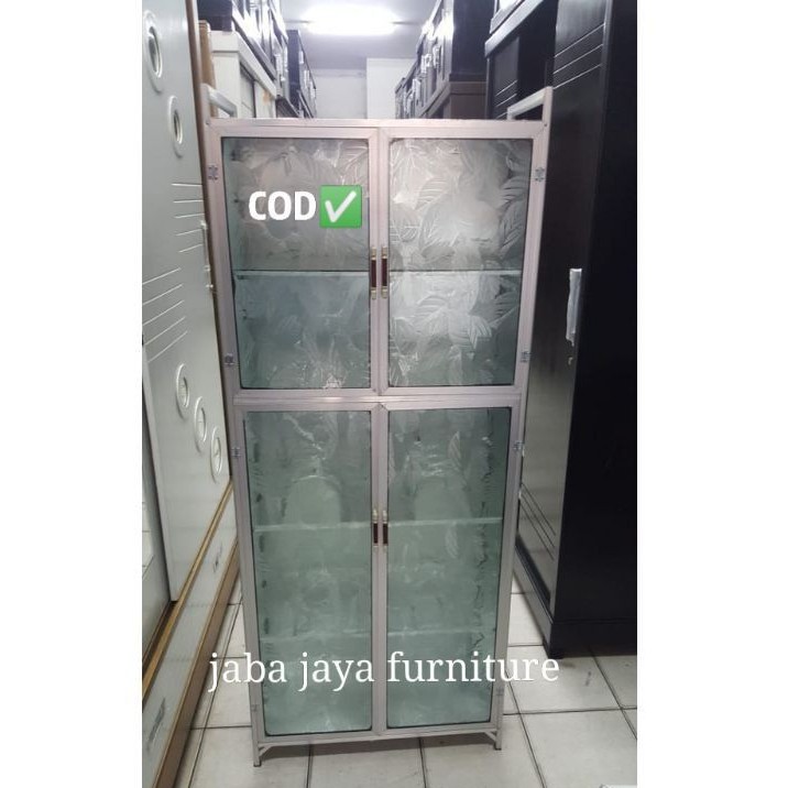 rak piring almunium full box lemari dapur 2 pintu