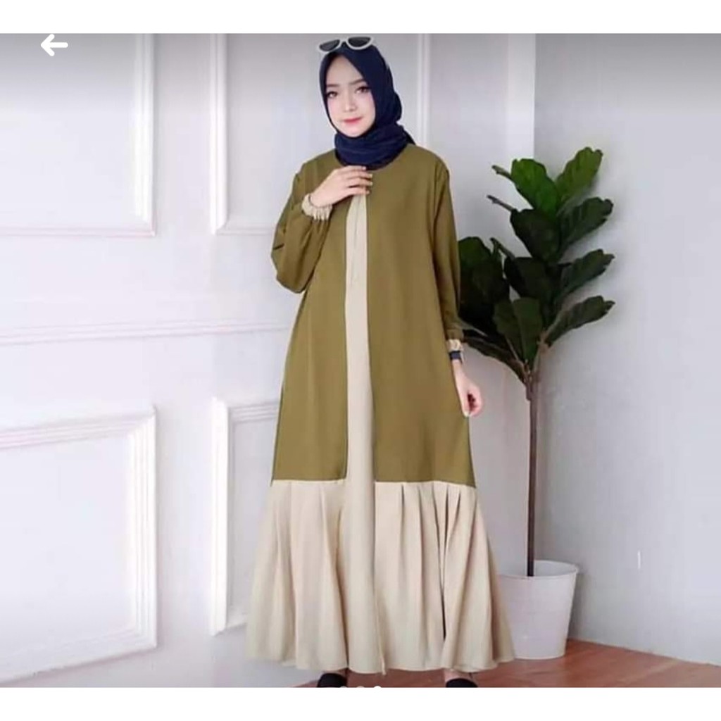 GAMIS SABYAN 04 REMPEL mosscrepe buka tutup model longcardigan wanita remaja muslim muslimah hits