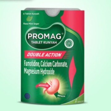 PROMAG DOUBLE ACTION 6 TABLET MENGATASI GEJALA KELEBIHAN ASAM LAMBUNG