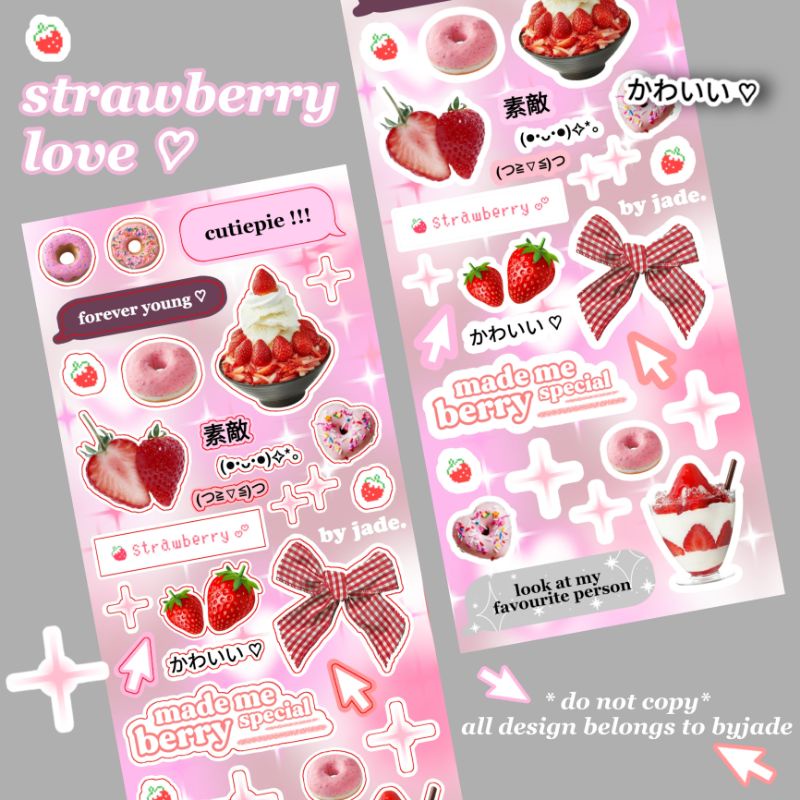 

ByJade // Strawberry Love sticker laminate glitter