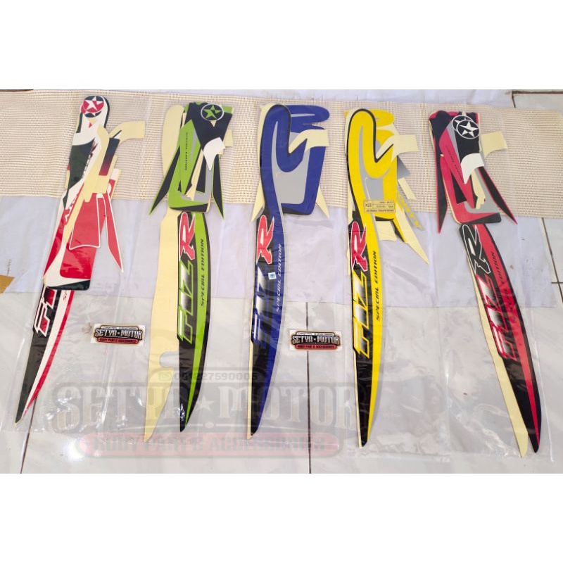Striping Strip Stiker Fiz R Fis R Caltex Original Hijau Biru Kuning Merah