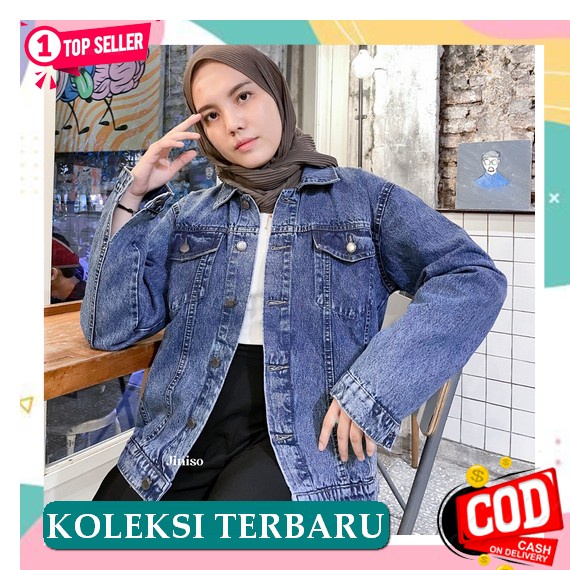 Jaket Jeans Style Korean / Jacket Jeans Wanita Biondy Crop Denim Jaket Oversize Jins Jaket Cewe Cewe