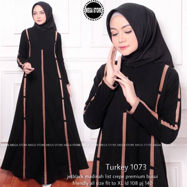Abaya Hitam Premium / Abaya Arab Hitam / Abaya Turkey 1073