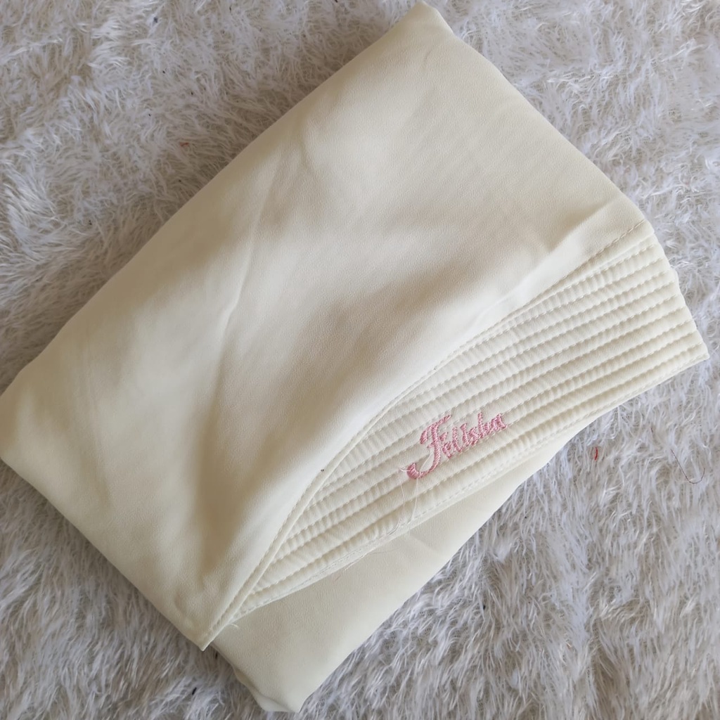 Jilbab Instan Ceruty 2 Layer Oval Jumbo Polos/Khimar Ceruty Sayana-Broken white