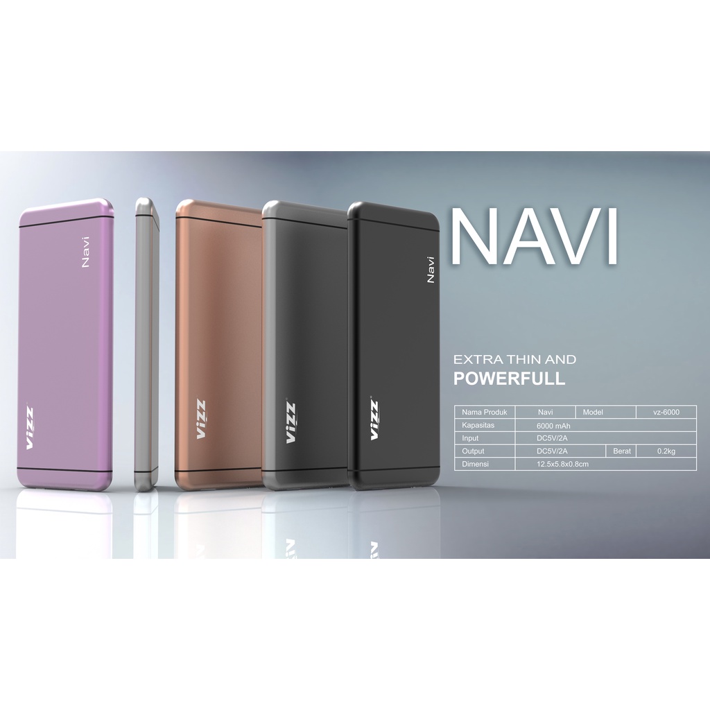 VIZZ Powerbank VZ6000 NAVI 6000 mAh Single Port (WARNA RANDOM)