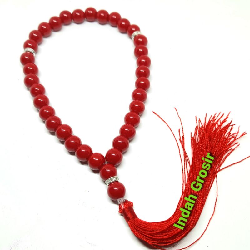 Tasbih batu marjan merah 33butir dim 8mm