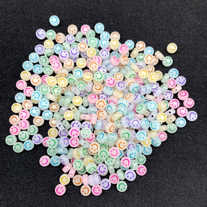 100pcs / Lot Manik-Manik Smiley Luminous Ukuran 4x7mm Untuk Membuat Perhiasan Diy