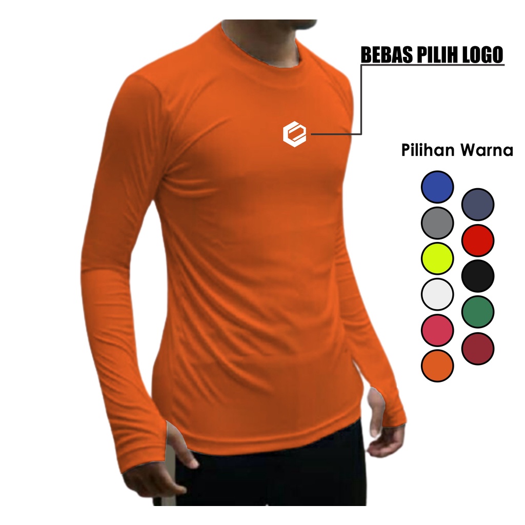 KAOS MANSET BASELAYER THUMBHOLE JARI FUTSAL BOLA SPORT OLAHRAGA TRAINING LENGAN PANJANG PRIA COWOk