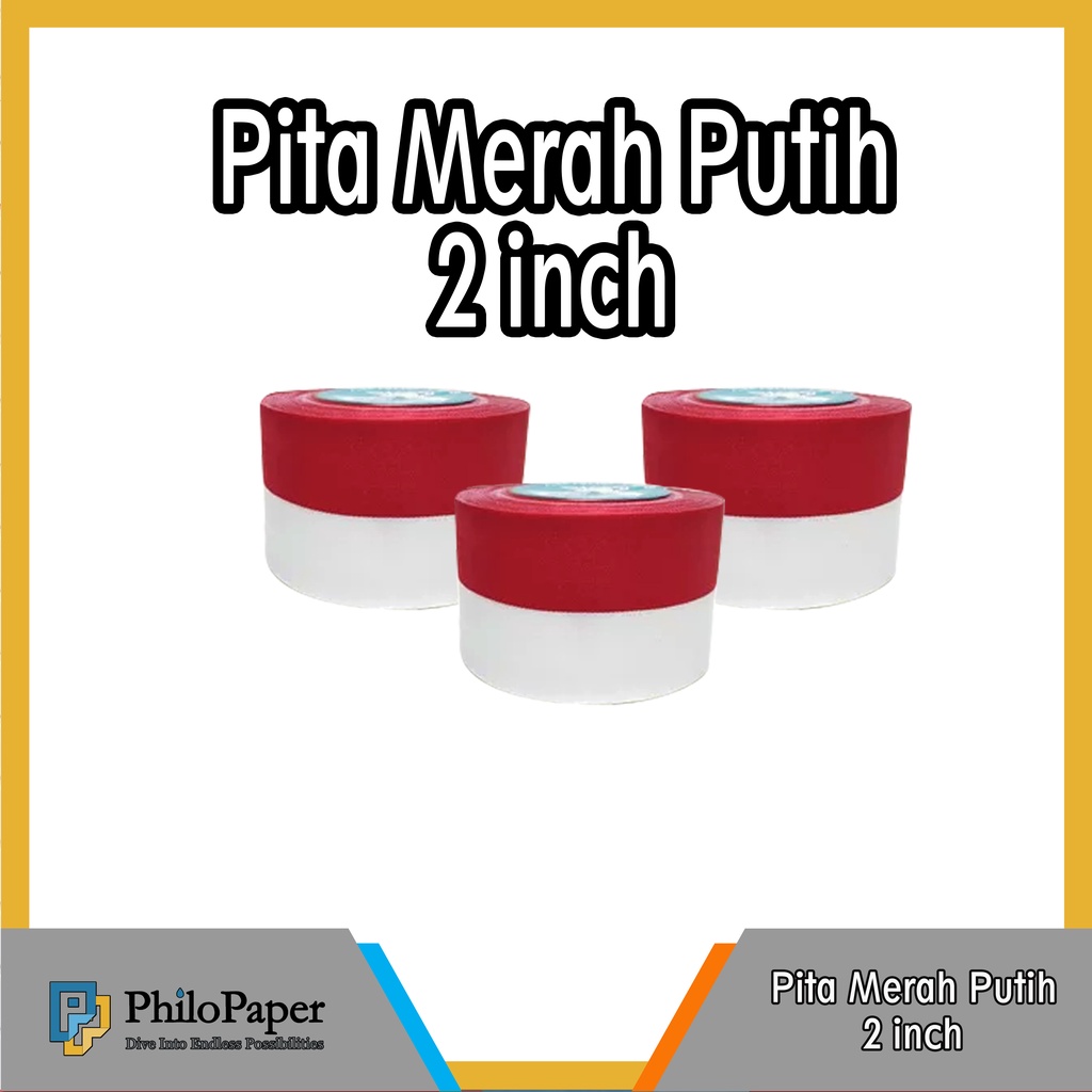 

ATK ~ Pita Merah Putih 2 in / Pita Satin Indonesia White Red