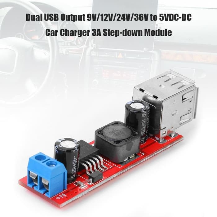 Step Down DC 6V - 40V to 5V 3A Dual USB Output Charger