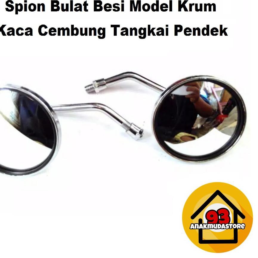 (SBC1) Spion Bulat Mini Kaca Cembung Model Krum Custom Klasik Modifikasi Motor CB 100 Fino Scoopy