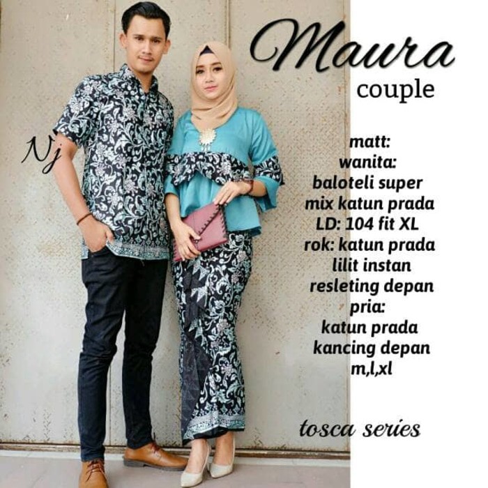 Sarimbit Couple Batik modern Maura  - Warna Ungu, Pink, Kuning, Biru, Tosca - M L XL