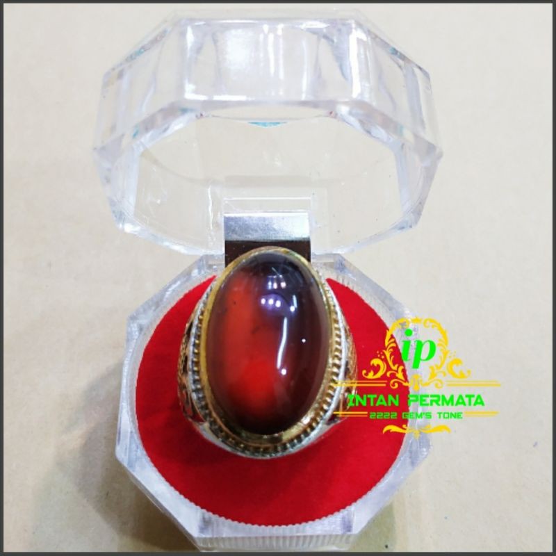 cincin batu natural red garnet giwang mantap klep oke mewah