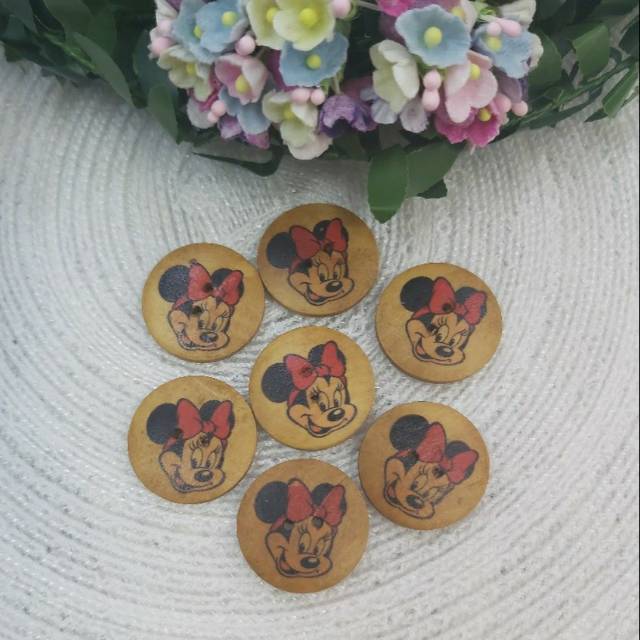 12 PCS - KANCING KAYU MOTIF MINNIE MOUSE 2, 47cm