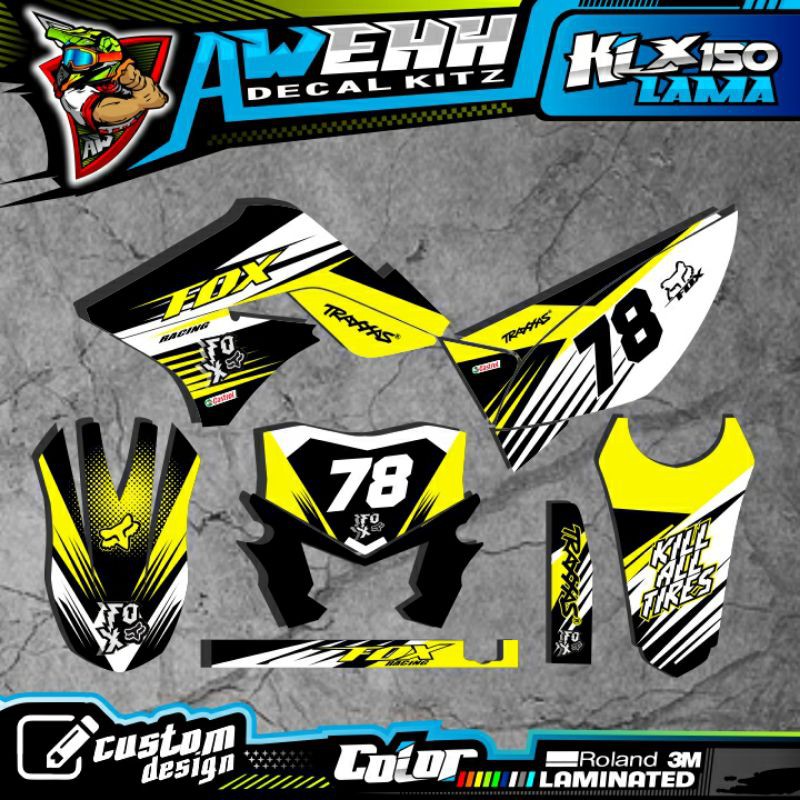 DECAL KLX LAMA KLX 150 S DTRACKER LAMA KUNING HITAM KEREN