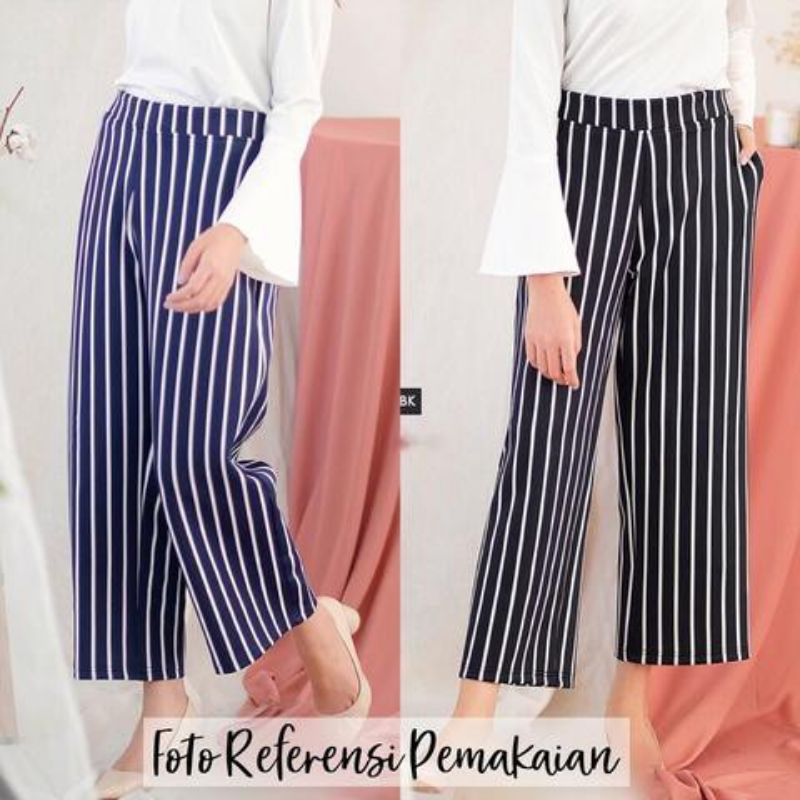 4s Grosir Solo || Celana Kulot Salur Highwaist Wanita Loose Cullote Pants