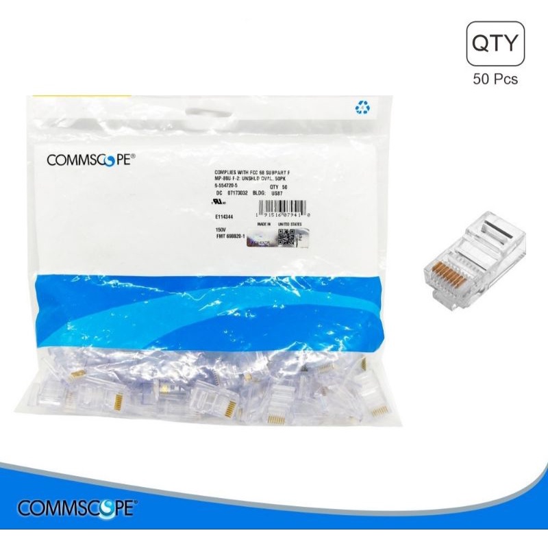 Jual AMP Commscope Connector RJ 45 Konektor RJ45 Pack 50pcs | Shopee ...