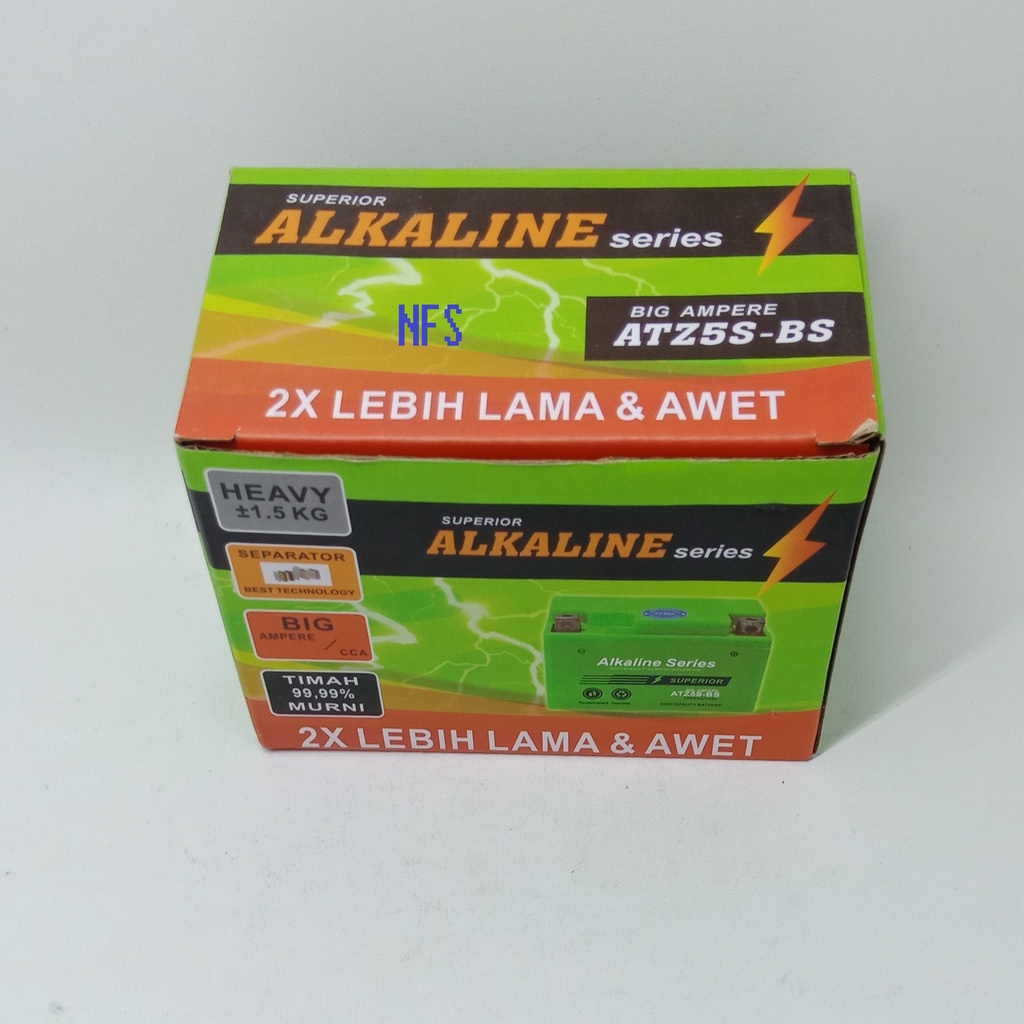 AKI ALKALINE BIG AMPERE KARISMA ATZ5S LENGKAP MURAH BERKUALITAS