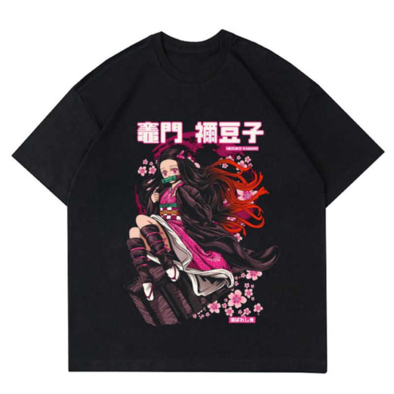 Kaos Nezuko Kamado Tee Baju Anime Manga Jepang Demon Slayer Kimetsu no Yaiba Vintage Oversize Oversi