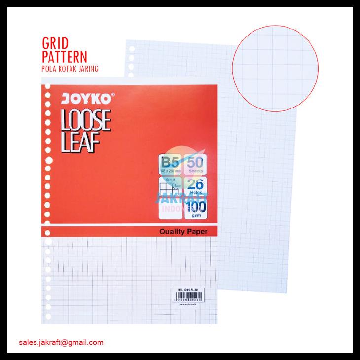 

Kertas Binder File Loose Leaf Joyko B5 Isi 50 Grid Kotak Kecil 26 Ring Kode 43